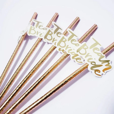 Sorbetes de polipapel "Team Bride" ROSA GOLD x10 unidades (ideal para despedida de soltera