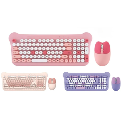 Teclado y mouse inalámbrico GATITO PASTEL (AS-212)