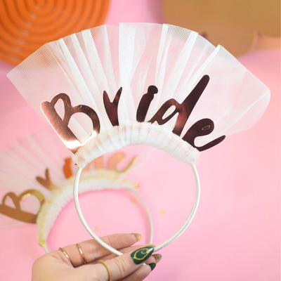 Vincha con velo "Bride Gold" ROSA GOLD (ideal para despedida de soltera)