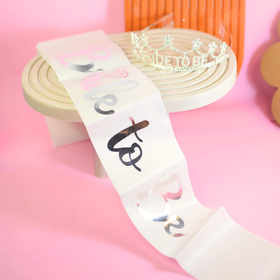 Set corona + banda "Bride to be" PLATEADO (ideal para despedida de soltera)