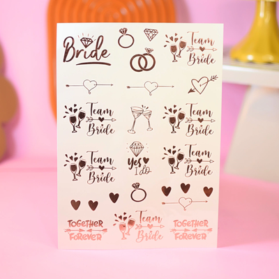 Tatuajes temporales "Bride to be" ROSA GOLD (ideal para despedida de soltera)