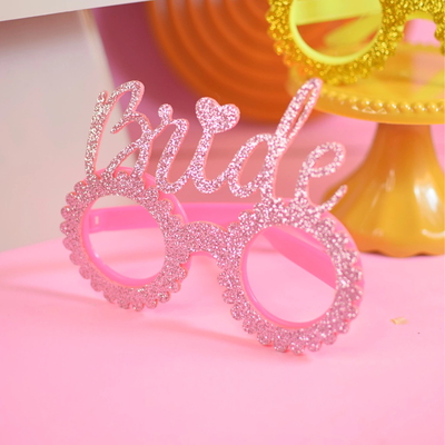 Anteojos glitter "Bride" ROSA (ideal para despedida de soltera)