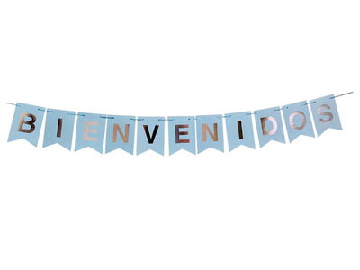 Banderin "Bienvenido" CELESTE