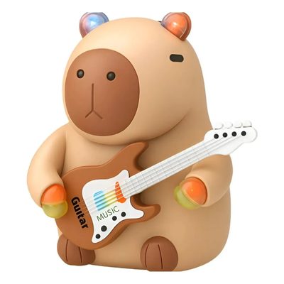 Muñeco CAPIBARA CON GUITARRA musical y movimiento a pilas en caja