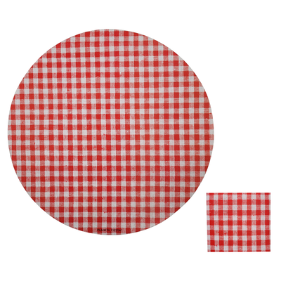 Plato cuadritos rojo x8 unidades