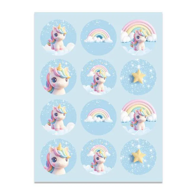 Sticker unicornio pastel x12 unidades