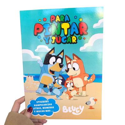 Librito para colorear de personajes con stickers BLUEY
