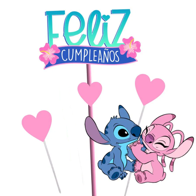 Topper silueta Stitch y Angela