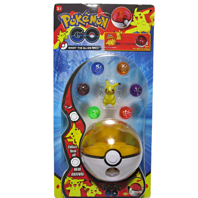 Pokebola con muñeco POKEMON y seis balines en blister x1 unidad