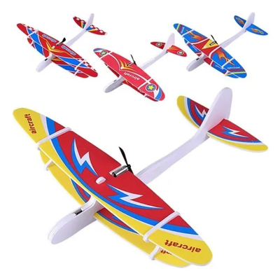 Avión aeroplano planeador de telgopor recargable con luz led 40cm