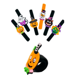 Pulsera mágica pañolenci con aplique halloween x1 unidad