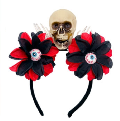 Vincha calavera y flor con ojo halloween x1 unidad