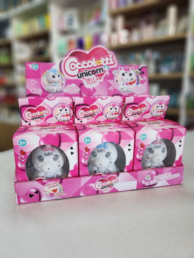 Muñeco unicornio musical graba voz a pilas en caja