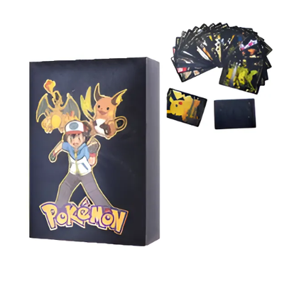 Cartas pokemón en CAJITA NEGRA METALIZADAS x 25 cartas