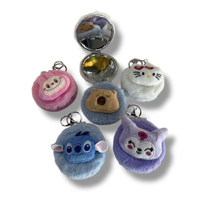 Mini espejo llavero de cartera PELUCHE personajes surtido x1 unidad