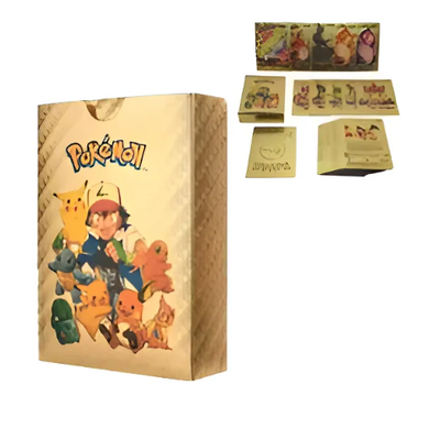 Cartas pokemón en CAJITA DORADA METALIZADAS x 25 cartas