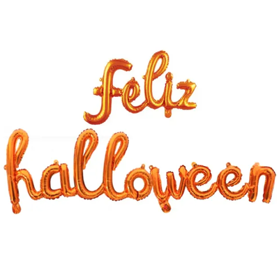 Globo frase cursiva "Feliz Halloween" NARANJA