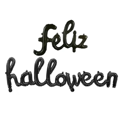 Globo frase cursiva "Feliz Halloween" NEGRO
