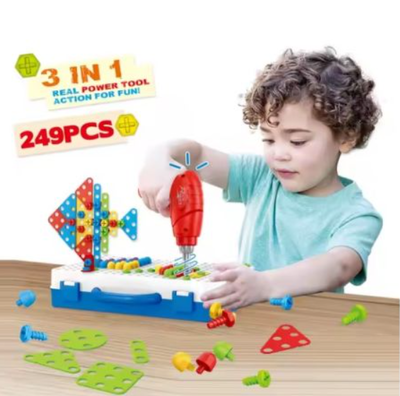Kit de herramientas de construcción VALIJA de 249 piezas con taladro a pilas