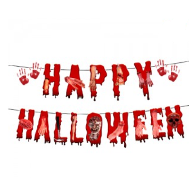 Banderín Happy Hallowen sangriento silueta