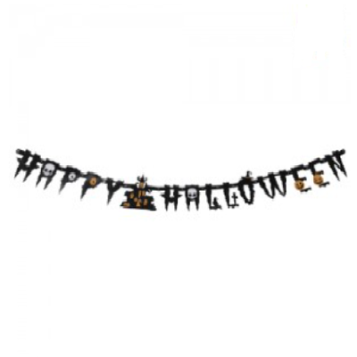 Banderín Happy Hallowen silueta NEGRO