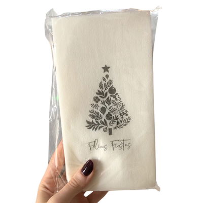 Servilleta de papel blanca pino PLATEADO simil tela x12 unidades 33x40cm