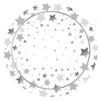 Plato de sitio de papel x5 unidades estrellas plateadas