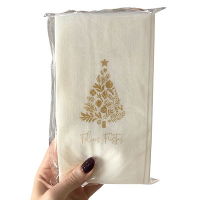 Servilleta de papel blanca pino DORADO simil tela x12 unidades 33x40cm