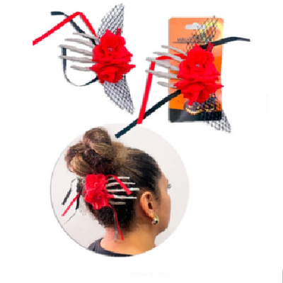 Hebilla clip mano esqueleto con rosas halloween x1 unidad