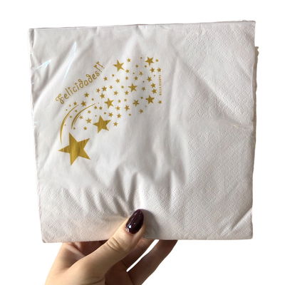 Servilleta de papel Felicidades estrella DORADO x12 unidades