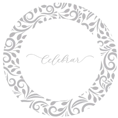 Plato de sitio de papel x5 unidades "celebrar" arabescos plata