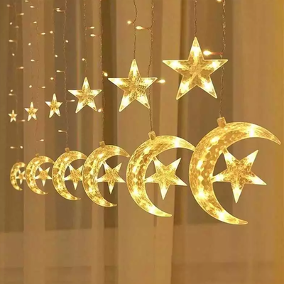 Cortina LUNAS CON ESTRELLLAS 114 led 3mts de largo x 60cm de alto
