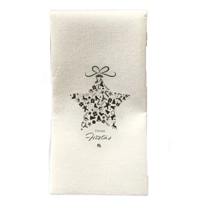 Servilleta de papel blanca ESTRELLA NAVIDAD simil tela x12 unidades 33x40cm