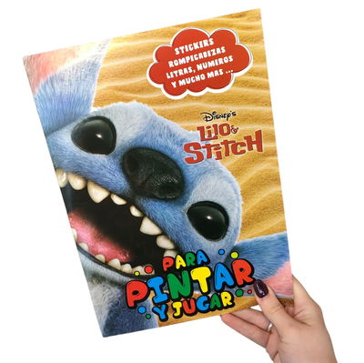 Librito para colorear de personajes con stickers STITCH