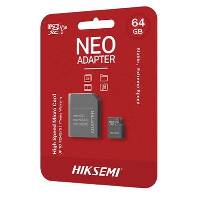 Memoria Hiksemi 64 GB NEO ADAPTER 92 MBS en blister rojo
