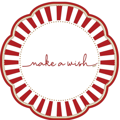 Plato de sitio "Make a wish" rojo y blanco x24 unidades