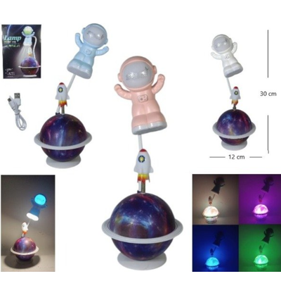 Lámpara led ASTRONAUTA CON SATURNO recargable (YC-7902)
