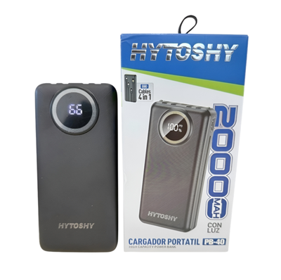 Power bank/ Cargador portátil 20000 mAh HYTOSHY 4 en 1 (PB-40)
