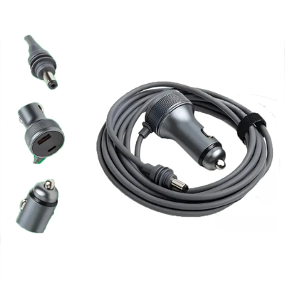 Cargador 12v de aluminio para STARLINK con salida USB + TIPO C 3mts en bolsa (SM6510a)