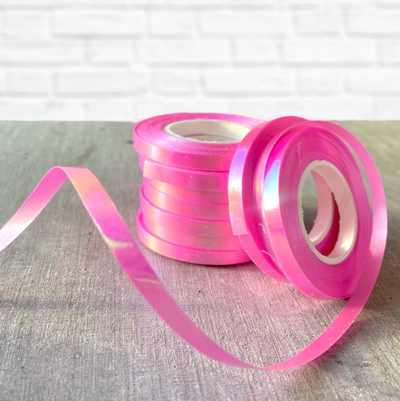 Cinta ribbon para globos TORNASOLADA ROSA 10mts. x1 unidad