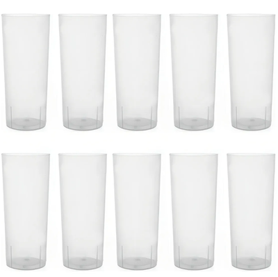 Vaso plástico trago largo CRISTAL/ TRANSPARENTE x5 unidades