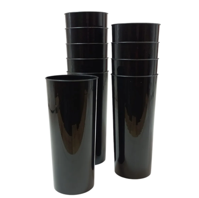 Vaso plástico trago largo NEGRO x5 unidades