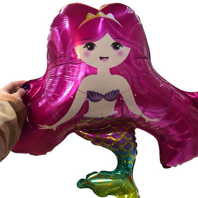 Globo sirena pelo rosa 82cm aprox.