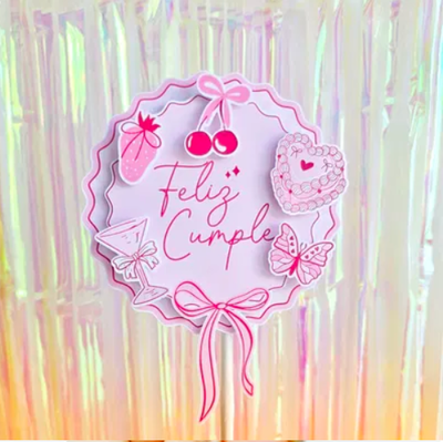 Big topper 3D Feliz cumple romantico