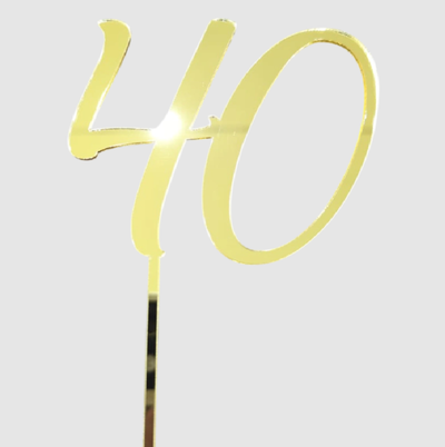 Topper acrílico número 40 DORADO ESPEJADO