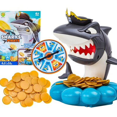 Juego de mesa tiburón pirata con ruleta y monedas (1288)