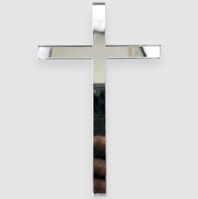 Topper acrílico cruz PLATEADO ESPEJADO