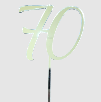 Topper acrílico número 70 PLATEADO ESPEJADO