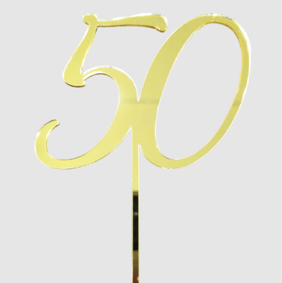 Topper acrílico número 50 DORADO ESPEJADO