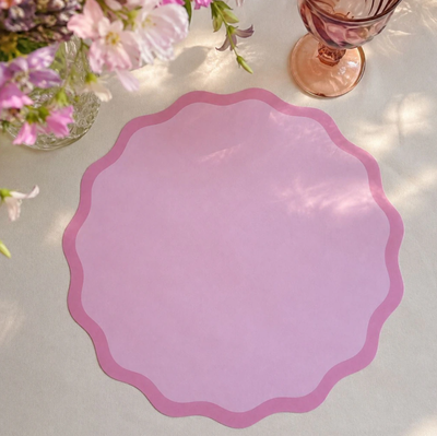 Plato de sitio de papel x24 unidades Onditas lisos ROSA Y ROSA PASTEL